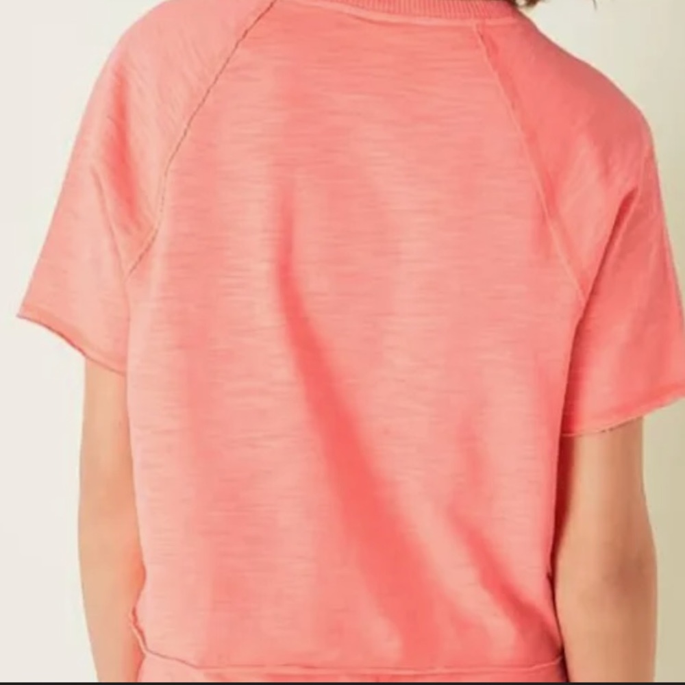 ✨2/$20✨ PINK Summer Lounge cotton short sleeve t-shirt Medium ORANGE 🍊 - Picture 2 of 7